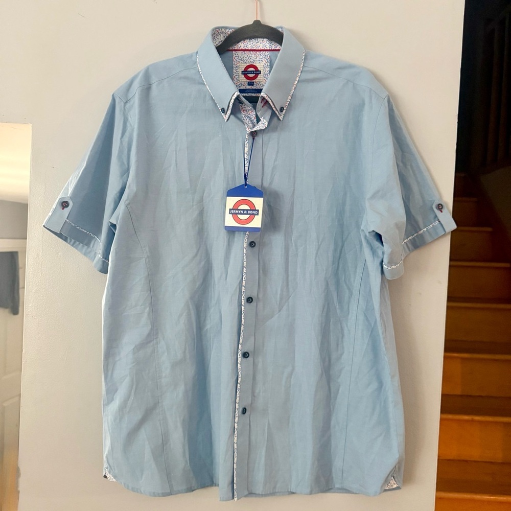 😸Jermyn & Bond Office-to-Evening Timeless Light Blue Men's Button Down Shirt